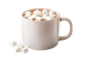 Selbstklebende Fototapeten A cozy cup of hot chocolate topped with fluffy marshmallows, perfect for chilly days. Indulge in warmth and sweetness. © ItziesDesign
