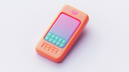 Fototapeta premium Orange Retro Phone with Gradient Screen