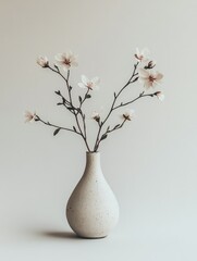 Elegant vase with white flowers on clean background. © Oksana
