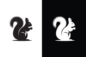 Squirrel logo vector icon illustration, black vector squirrel icon on white background.