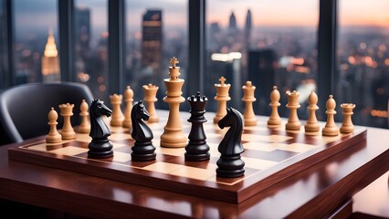 A chess board with a black and white king and a black knight