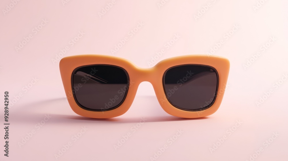 Poster orange sunglasses on pink background