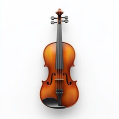 Fototapeta premium A classic violin, musical instrument, hyper-detailed rendering, wooden body with strings, isolated on white background