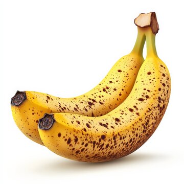 recommend clip art: A ripe banana, fresh fruit, realistic , yellow with brown spots, isolated on white background
