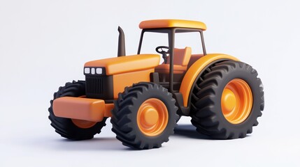 Obraz premium Orange Tractor Cartoon Illustration