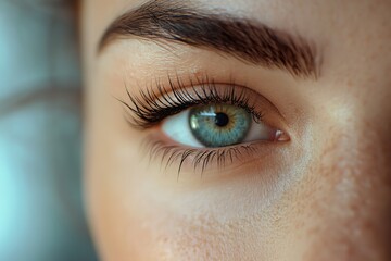 Obraz premium Woman's Eye Highlighting Long, Curled Eyelash Extensions