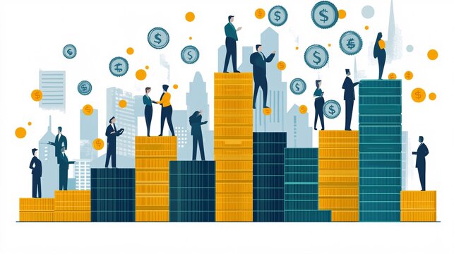 An illustration showing the benefits of financial literacy with visuals of empowered individuals making informed financial decisions Stock Photo with copy space