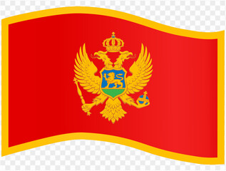 Montenegro flag wave isolated on png or transparent background vector illustration.