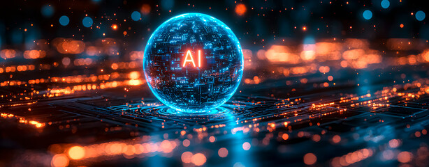 A digital sphere with the acronym IA of Artificial Intelligence.