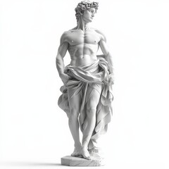 Obraz premium A polished marble statue, art sculpture, hyper-detailed rendering, classical design with smooth curves, isolated on white background