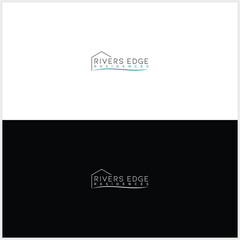 house and river logo vector