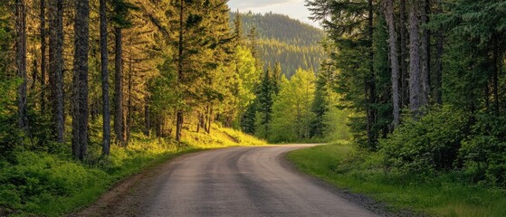 Obraz premium A road with trees on either side