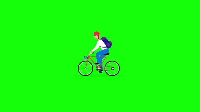 Man riding bicycle cartoon animation