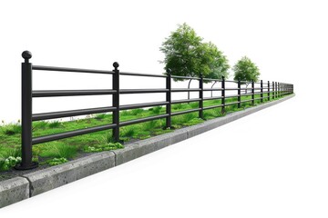 Obraz premium Fence and grassy field scene, useful for outdoor or landscape photography