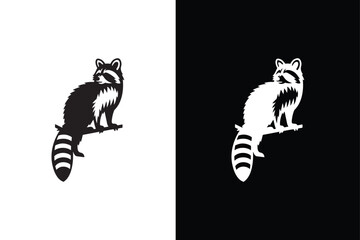 Raccoon silhouette vector illustration icon on white background.