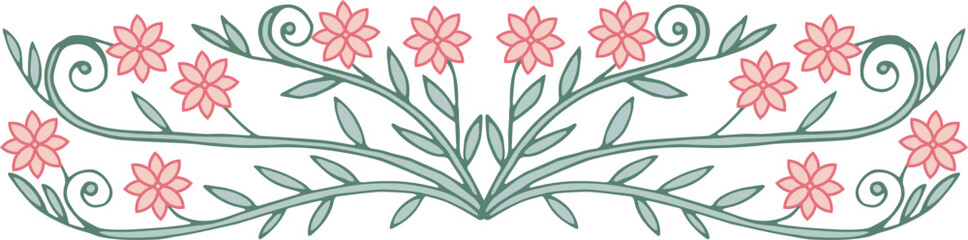 Decorative element with flowers. Vector illustration. Hand drawing.