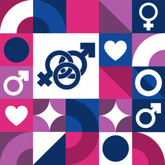 Celebrate Bisexuality Day. September 23. Seamless geometric pattern. Template for background, banner, card, poster. Vector EPS10 illustration.