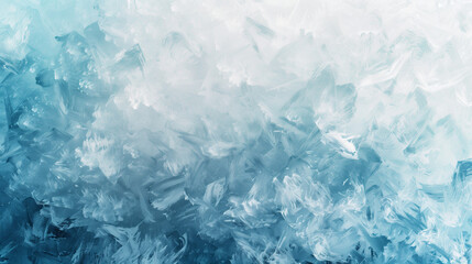 Delicate icy frost patterns on a glass surface, capturing the intricate beauty of winter's natural designs in a cold, crystalline landscape.