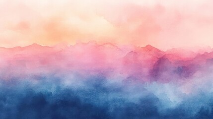 A vibrant artwork capturing the beauty of a sunset over the silhouette of distant mountains