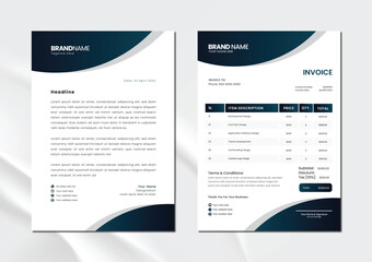 Modern, business, corporate company letterhead and invoice set template for print.