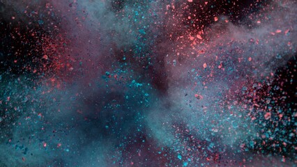 Colored powder dust abstract background . Freeze motion.