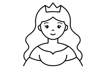 Princess line art vector illustration