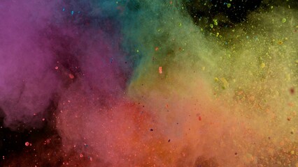 Colored powder dust abstract background . Freeze motion.