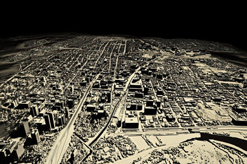 Technical aerial visual, 3D LiDAR GIS aerial map satellite scan model isolated, showing New Haven. Elevation, topography, render