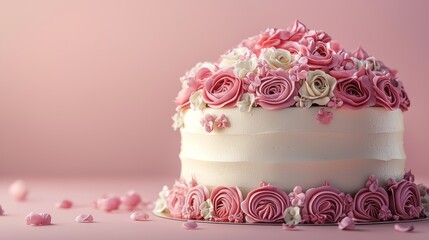 A 3D cake with intricate icing designs on a soft background, symbolizing celebration and craftsmanship