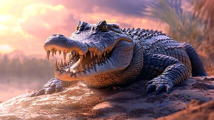 Obraz premium Crocodile on the Hunt.