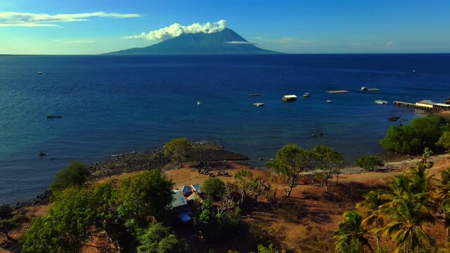 Ocean beach  lombok Mountine nature road motorcycle touring boat