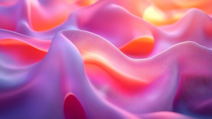 Highly detailed image of multicolored satin fabric undulating, suggesting smoothness and elegance