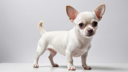 Obraz premium Fawn smooth coat chihuahua dog on grey background
