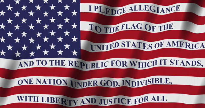 USA flag stars and stripes with pledge of allegiance background