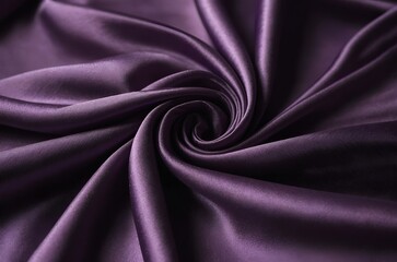 Obraz premium Close-up of luxurious purple silk fabric with intricate folds and smooth, lustrous texture, creating a rich and elegant visual effect.