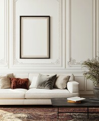 Farmhouse style showcase with mockup frame 3d render