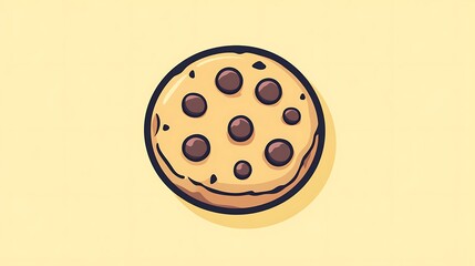 Fototapeta premium Minimalistic Cookie with Chocolate Chips Vector Illustration on Yellow Background