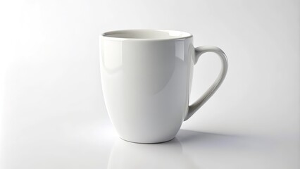 Fototapeta premium Isolated white ceramic mug on a clean and crisp white background, perfect for adding your favorite hot beverage or design elements.