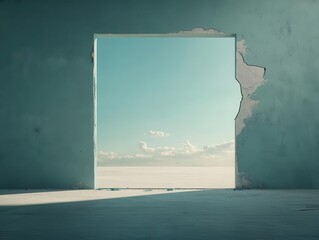 Real estate slump, broken windows, deserted buildings, 3D illustration