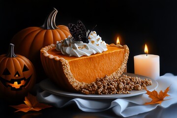 Obraz premium A watercolor painting capturing the rich flavors of Halloween pumpkin dishes