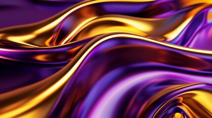 Fototapeta premium Wavy golden and purple metallic background