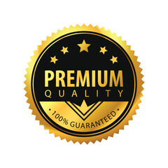 Premium quality 100% guaranteed. Luxury circle and gold design isolated on white. Modern and minimalist Vector Design
