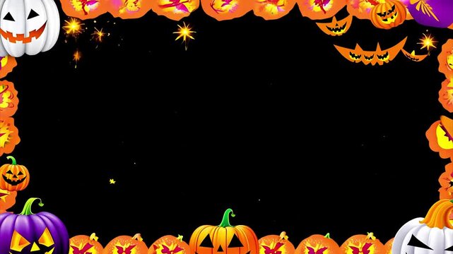 Halloween pumpkin Jack O' Lantern party border background with copy space for design.