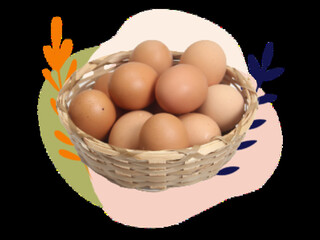 Pink, Green and Beige Shape With Orange and Blue Wreath Leaves