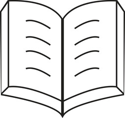 open book vector icon set. study text book pages symbol. brochure or flyer manual sign. library novel publication book icon set. in black and white color