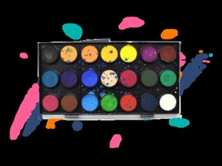 Multicolor Paint Brush Strokes and Speckles