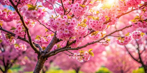 Obraz premium Beautiful pink blossoms of a decorative cherry tree in spring , Zierkirsche, Bl?ten, Fr?hling, pink, Natur, Baum