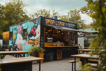Obraz premium Urban cozy fast food cafe outdoor