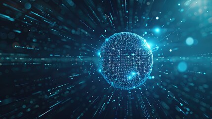 Abstract Digital Sphere with Light Trails