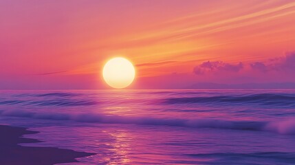 Fototapeta premium Sunset over the Ocean with a Bright, White Sun